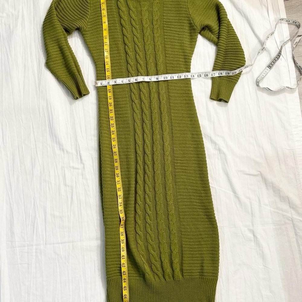 Green Long Sleeve Cable Knit‎ Maxi Dress - Picture 7 of 7